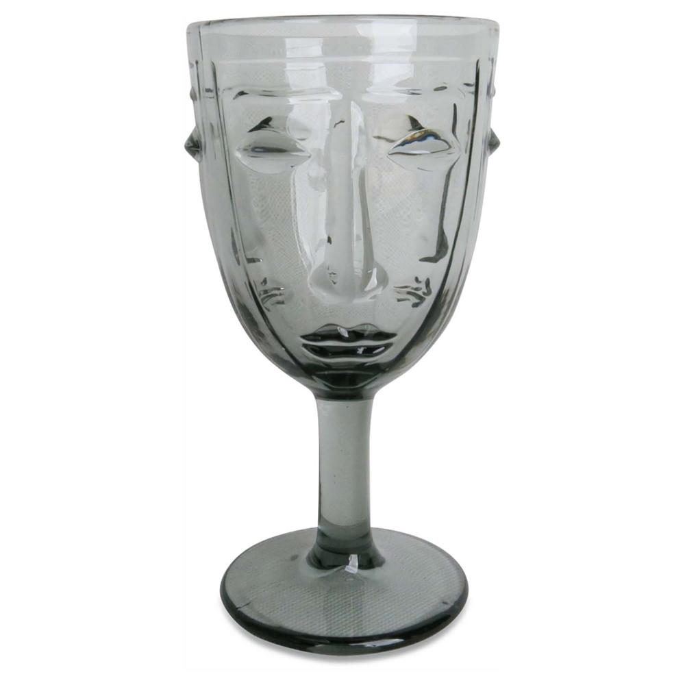 Wijnglas met gezicht I Grijs