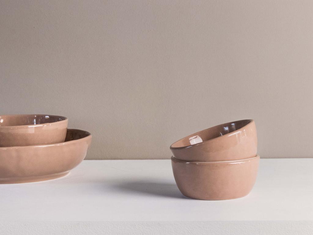 Set van 2 oudroze schaaltjes ø10cm