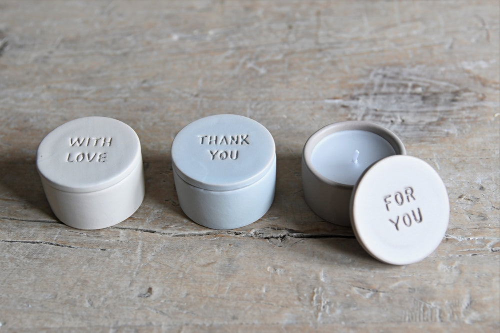Mini geurkaars in keramiek "For you"