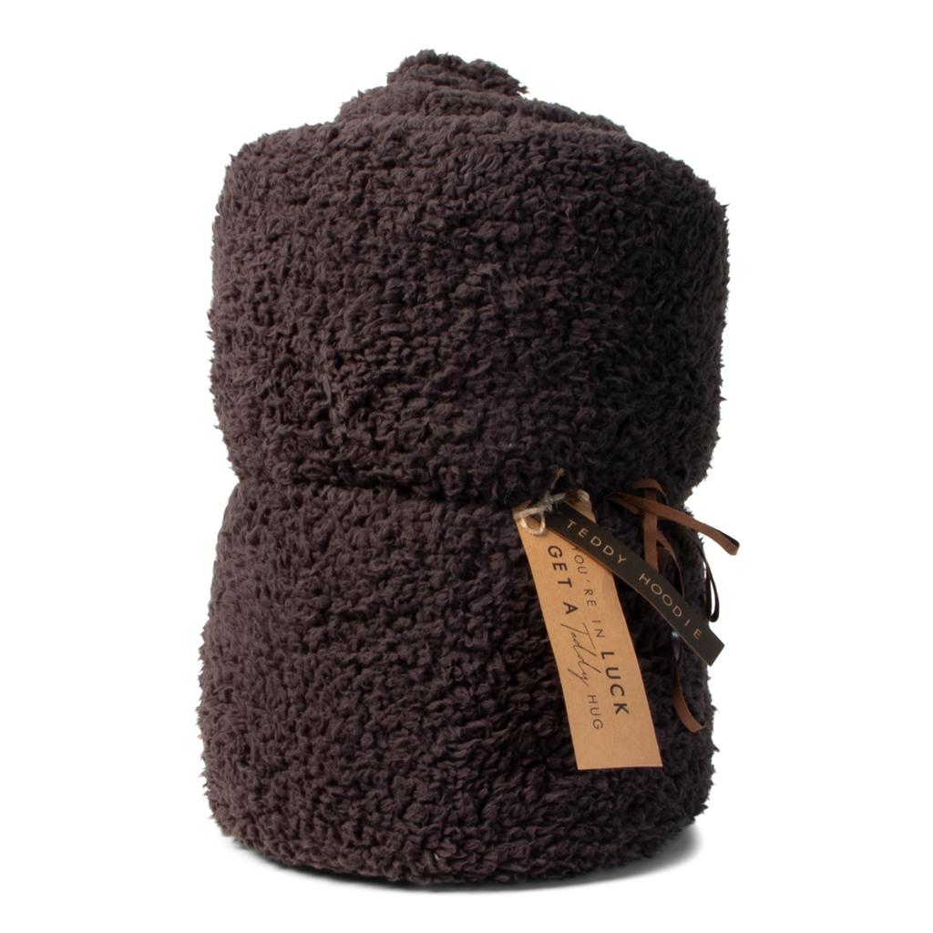 Teddy hoodie met kap I antraciet grijs