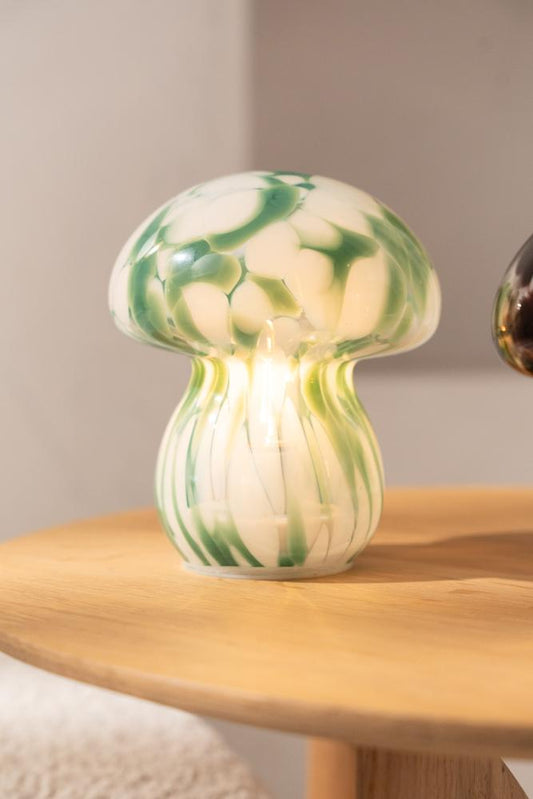 Glazen paddenstoel LED-lamp I Groen