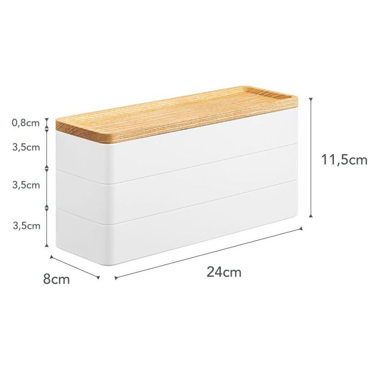 Yamazaki 3 opbergbakjes met houten dienblad