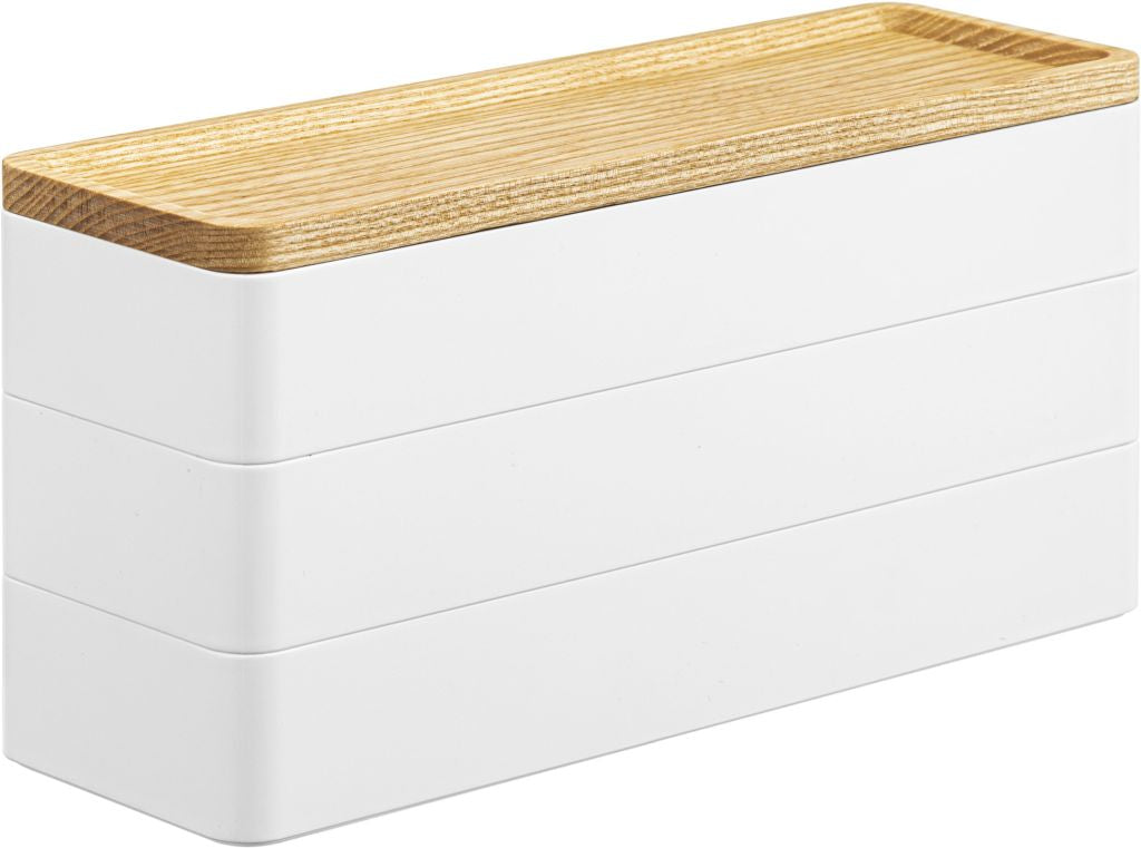 Yamazaki 3 opbergbakjes met houten dienblad