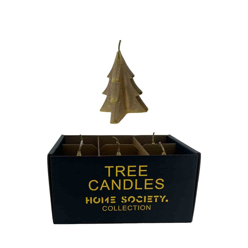 Kaars kerstboom S I groen & goud