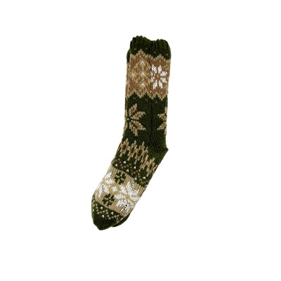 Antislip fleece huissokken I Winter green