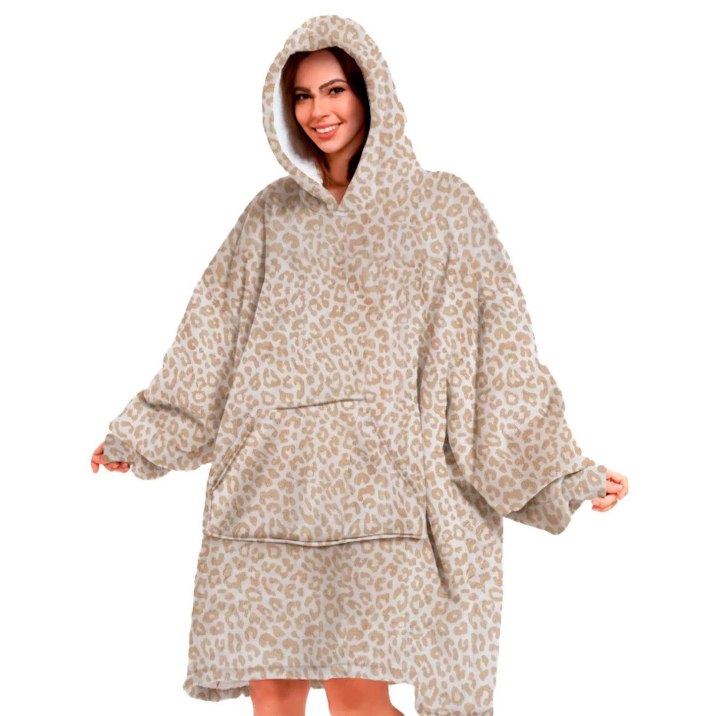 Fleece hoodie met kap I Pumice stone
