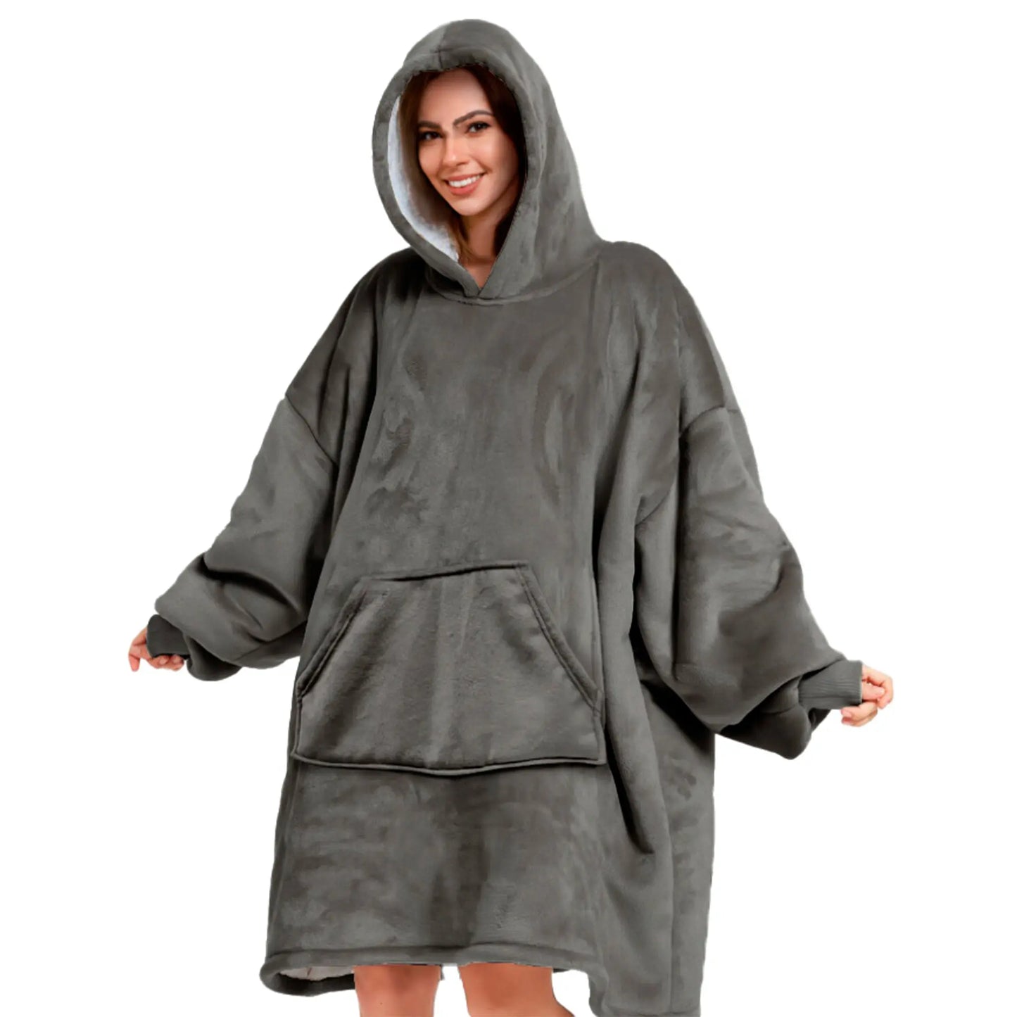 Fleece hoodie met kap I Charcoal gray