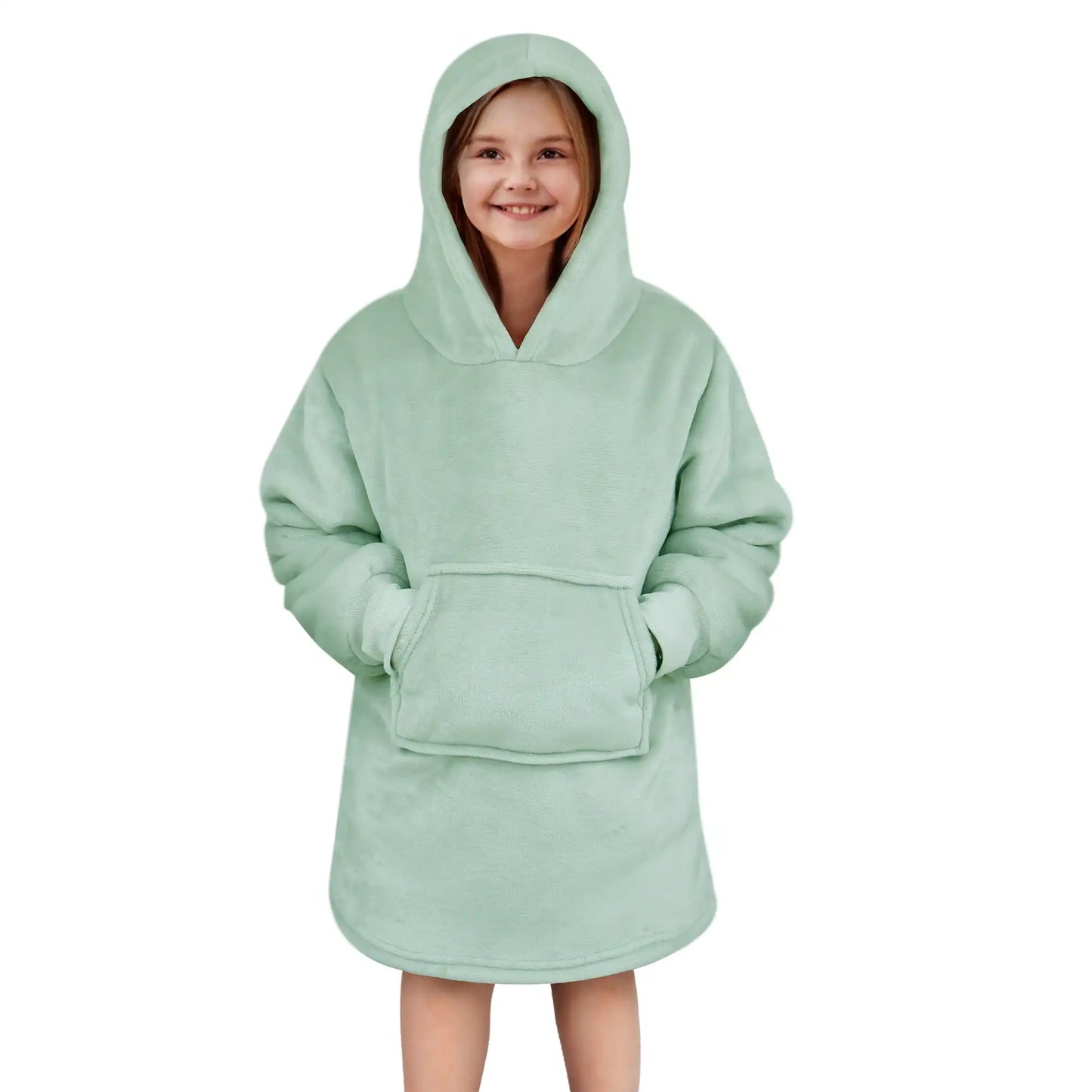 KIDS Muntgroene hoodie met kap