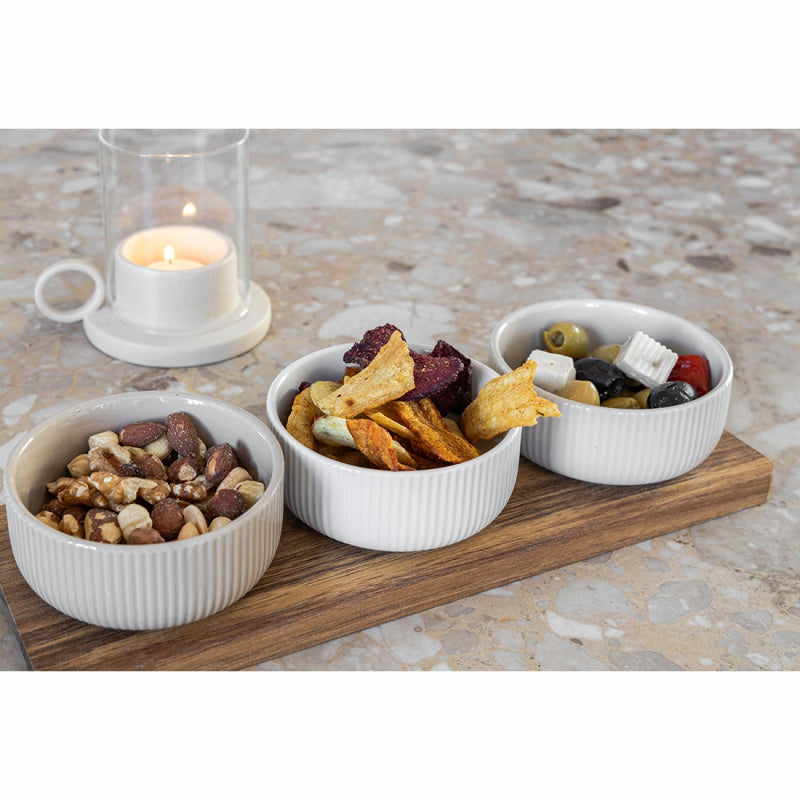 Serveerplank met 3 schaaltjes |beige