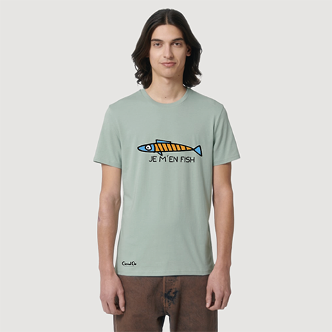 T-Shirt "Je m'en fish" (Aloë groen) I NIEUW