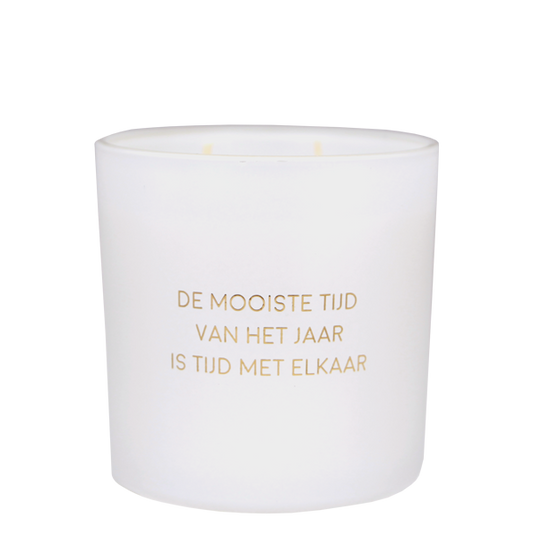 Geurkaars "De mooiste tijd van het jaar is tijd met elkaar"
