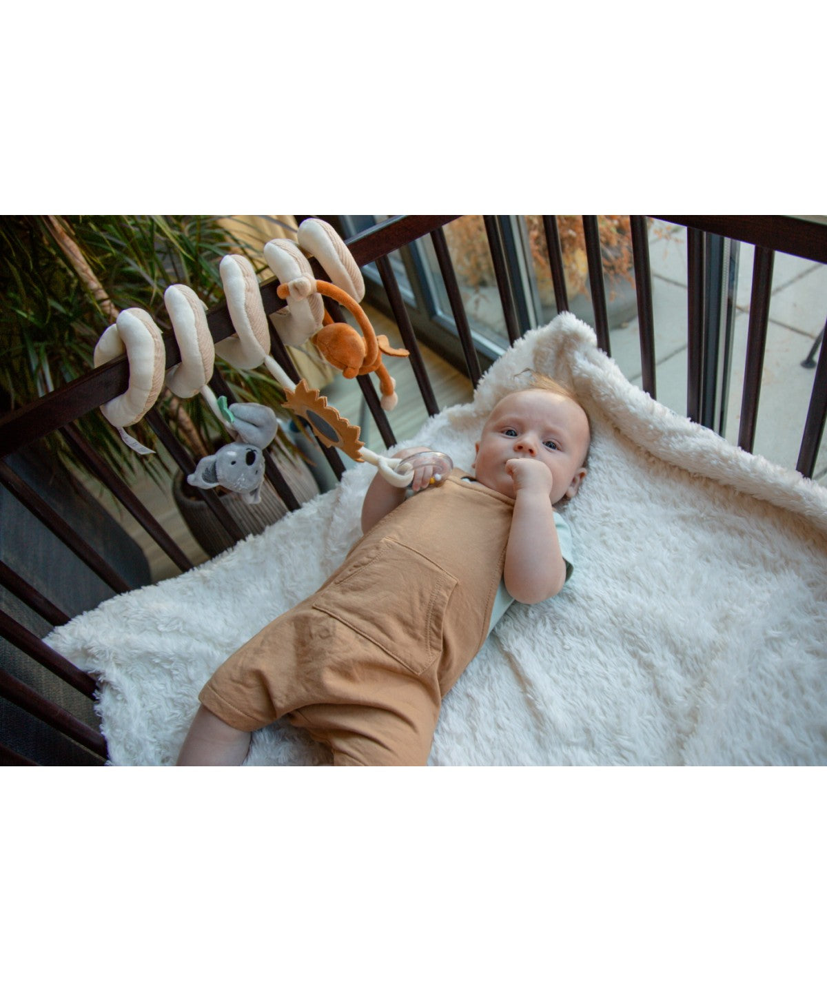 Jungle spiraalknuffel voor park, bed of autostoel