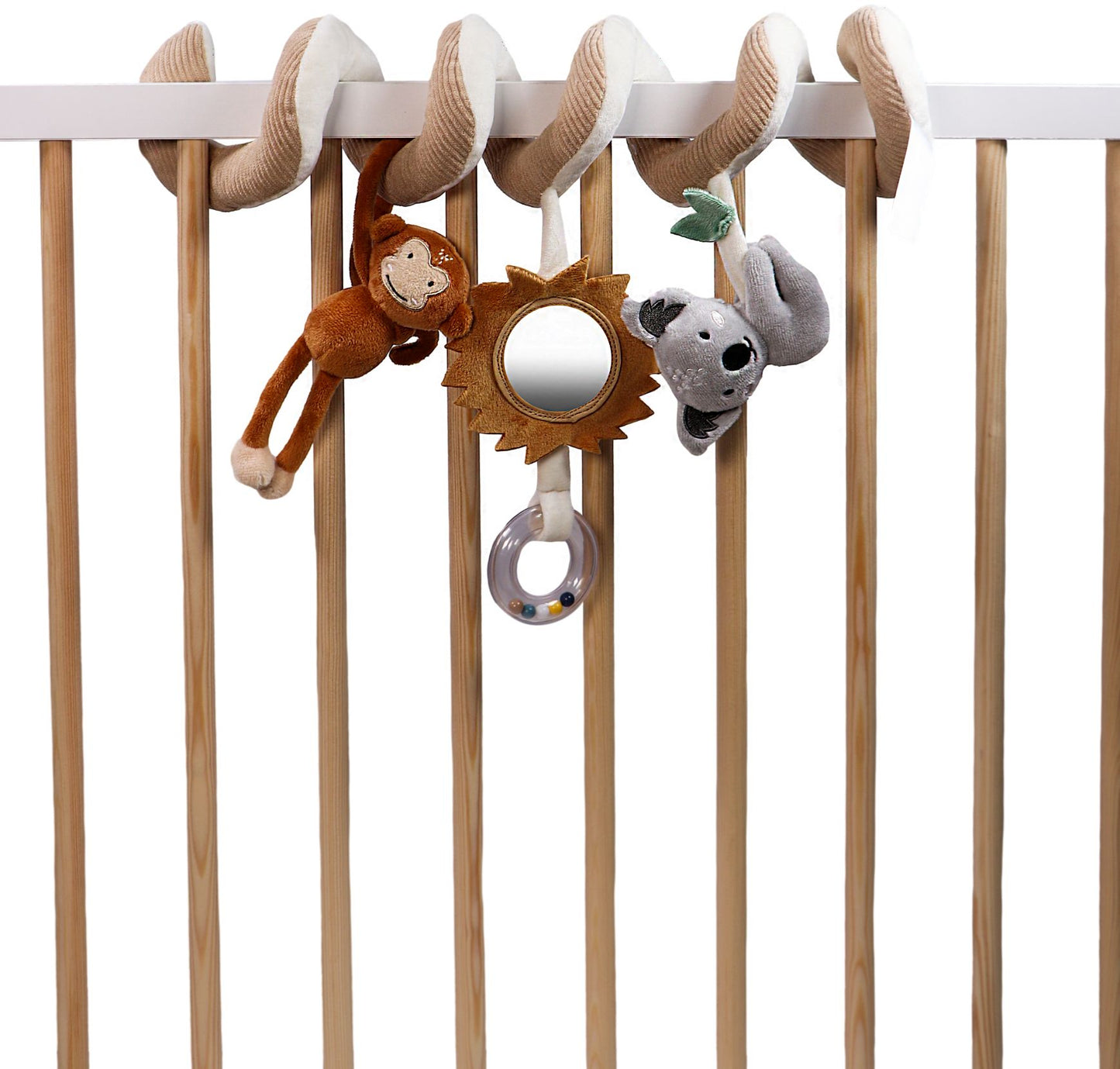Jungle spiraalknuffel voor park, bed of autostoel