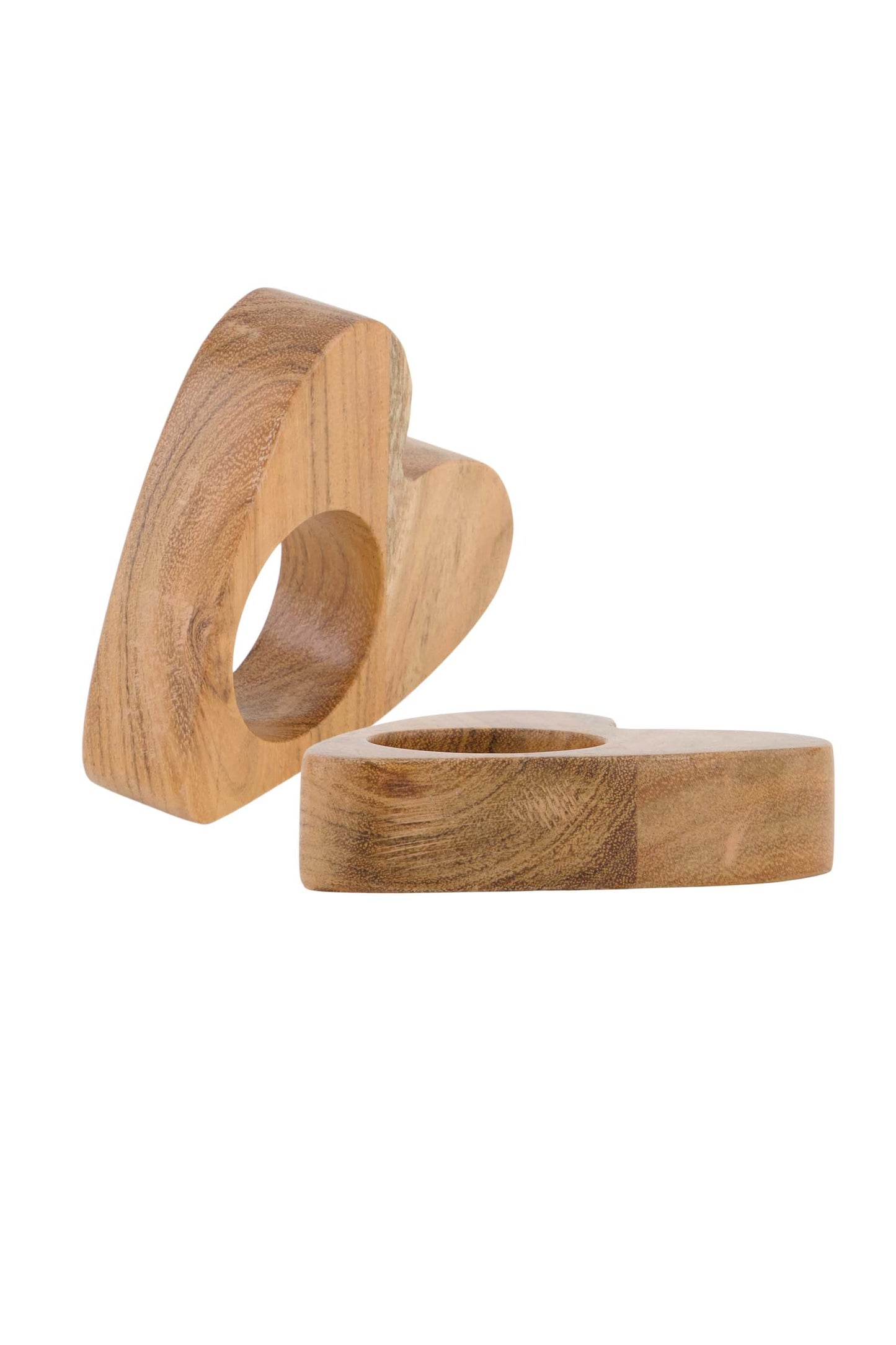 Set van 2 houten servetringen/eierdopjes