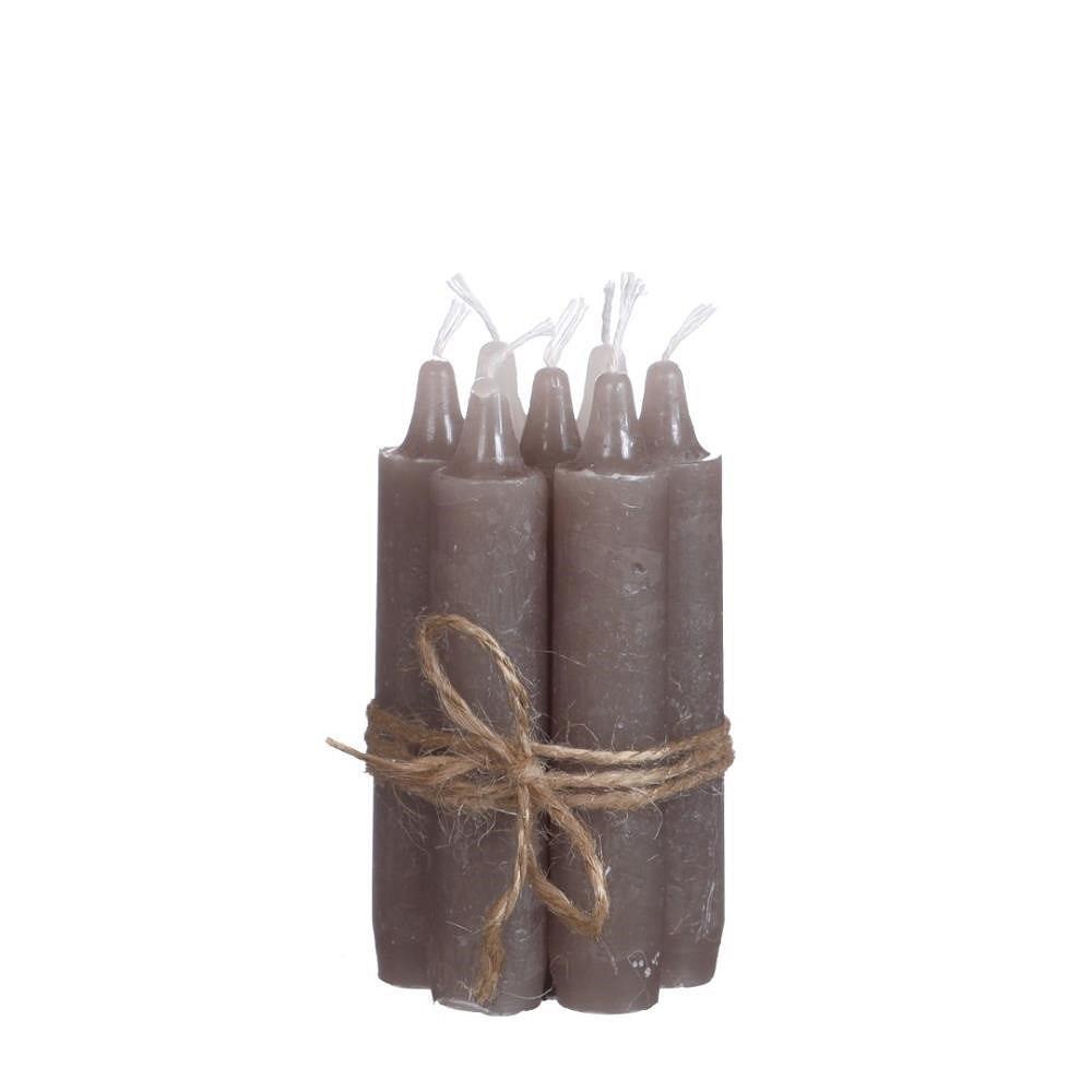 Set van 7 korte kaarsen (taupe)