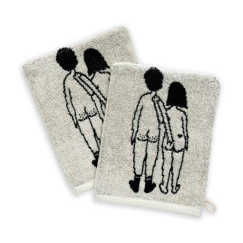 Set van 2 washandjes | naked couple
