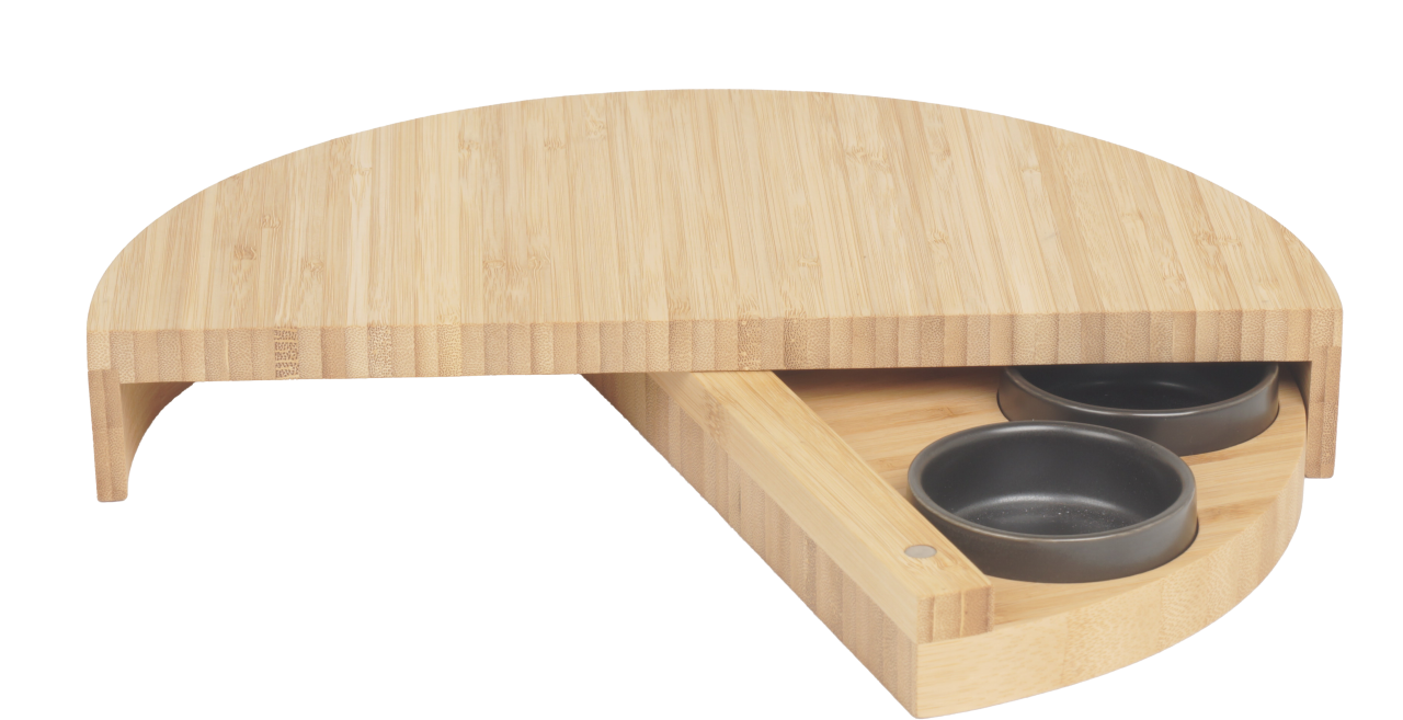 Serveerplank met 4 potjes