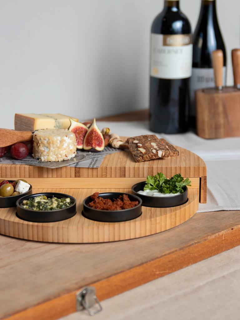 Serveerplank met 4 potjes
