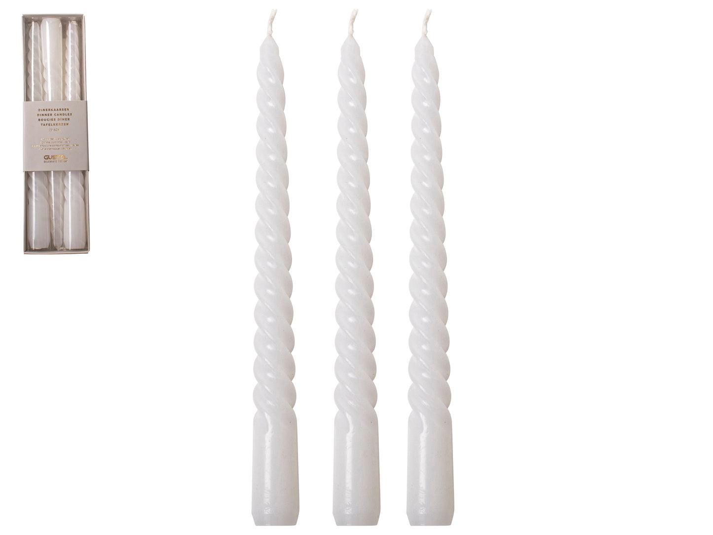 Swirl Dinerkaarsen Set/3 stuks Wit 25cm