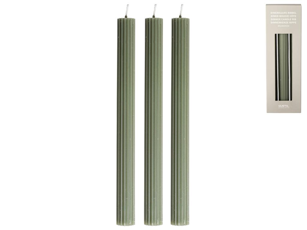 Groene ribkaarsen I Set/3 stuks