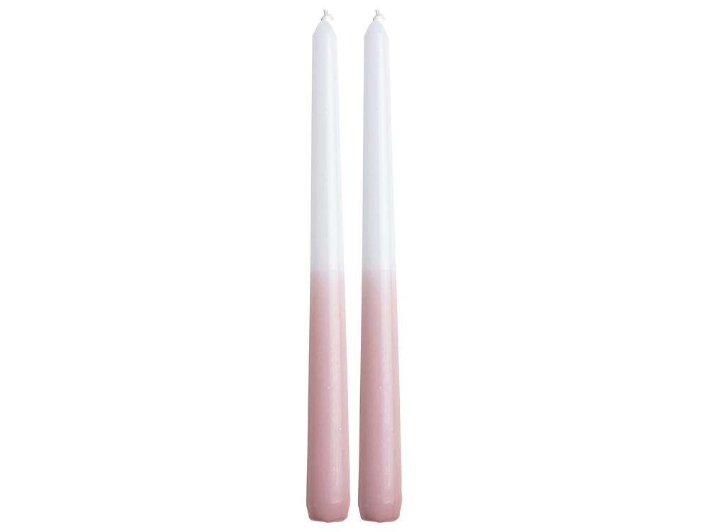 S/2 Roze dinerkaarsen I Dip dye 25cm