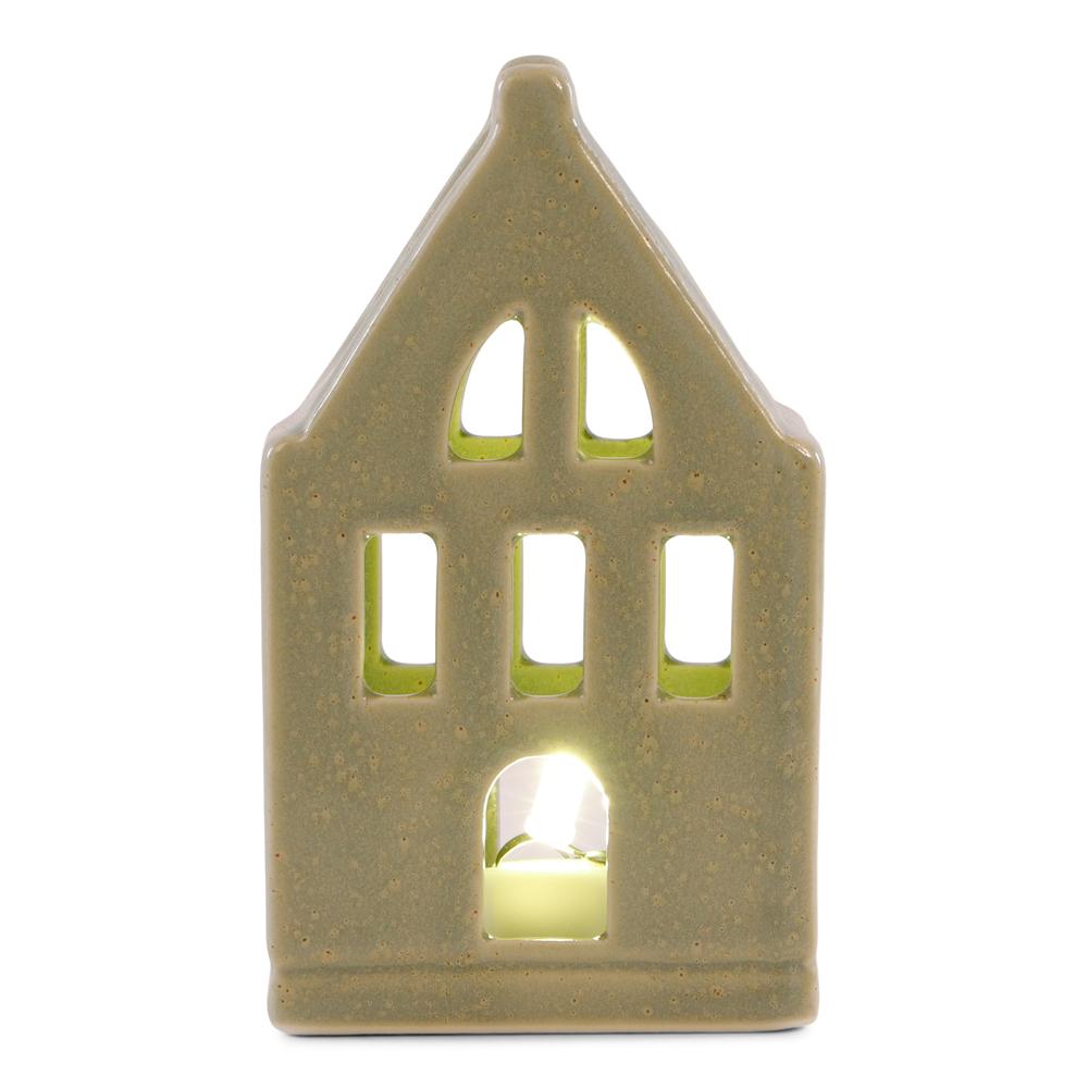 Groen LED huisje in keramiek
