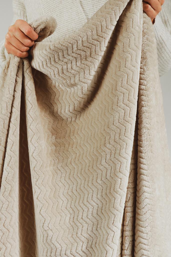 Plaid visgraatmotief beige (160*120cm)