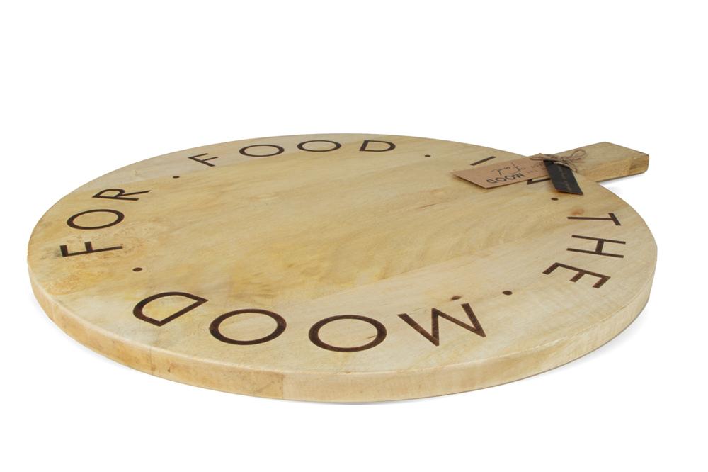 Ronde serveerplank 'the mood for food"