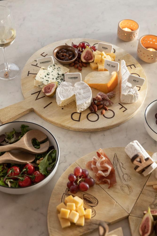 Ronde serveerplank 'the mood for food"
