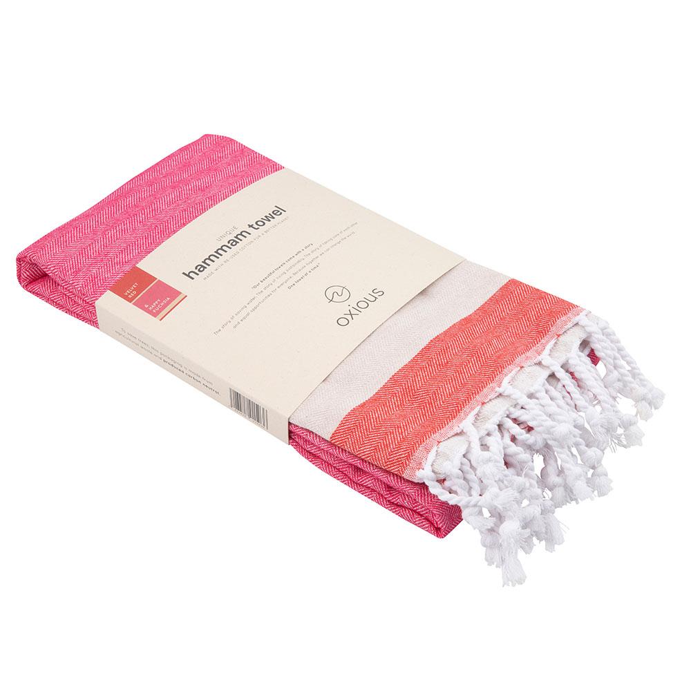 Oxious Hamamdoek Rood,Roze,Beige (200 x 100cm)