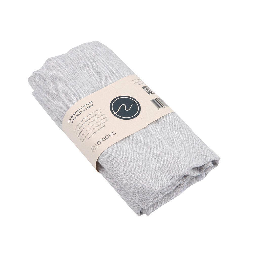 Oxious Hamamdoek Witte strepen, lichtgrijs (180 x 100cm)