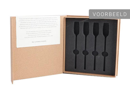 Set van 4 zwarte lepeltjes 'Charlot' in geschenkdoos