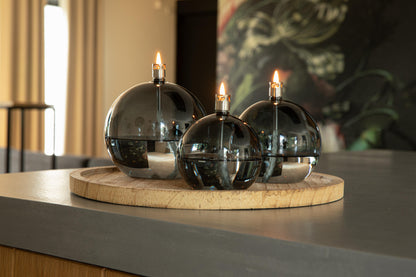 Olielamp rond Smoked Grey I 3 maten