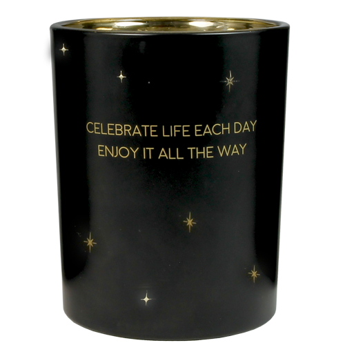 Geurkaars sojawas 'Celebrate life each day enjoy it all the way'