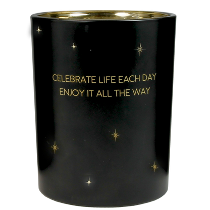 Geurkaars sojawas 'Celebrate life each day enjoy it all the way'