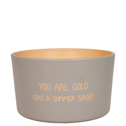 Buitenkaars met quote "You are gold like a summer sunset"