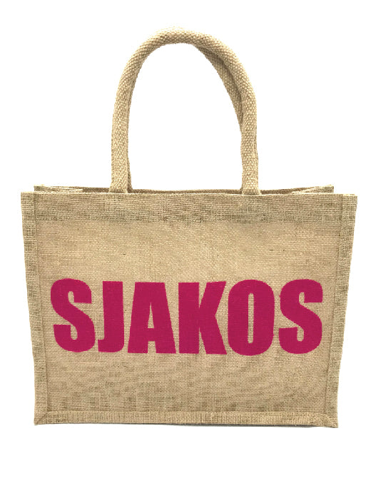 Jutte tas met bedrukking "Sjakos"