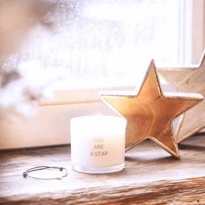 Geurkaars met armband "You are a star"