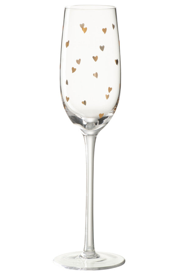 Champagneglas met hartjes
