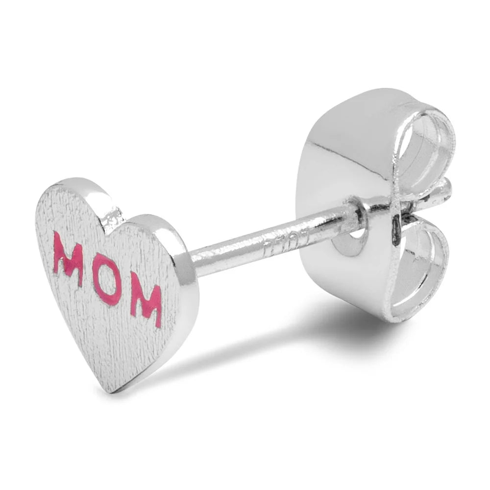 LULU - Oorbel Heart mom zilver (roos)