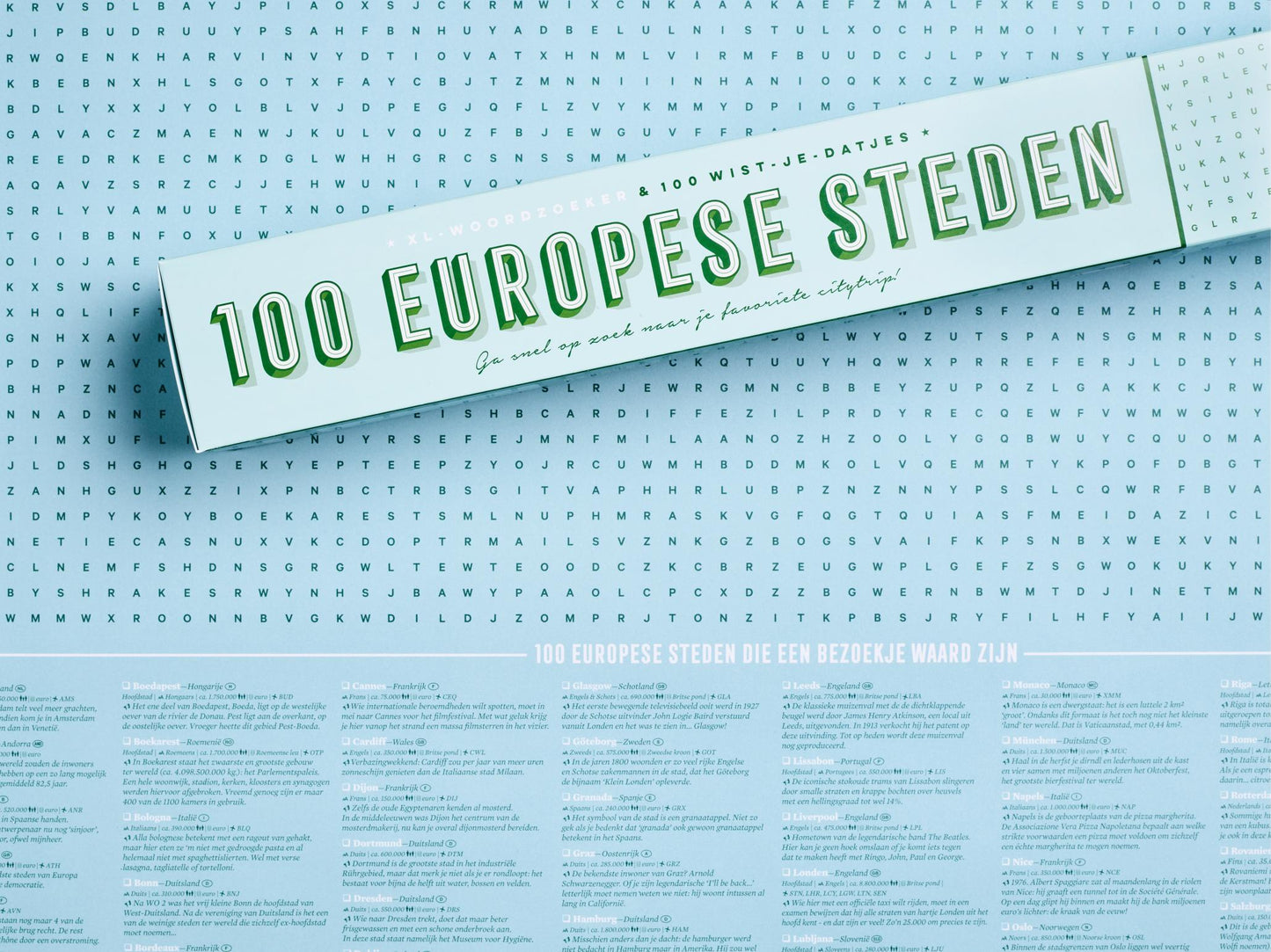 XL-spelposter | Woordzoeker 100 Europese steden