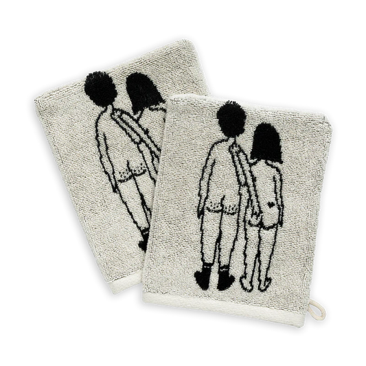 Set van 2 washandjes | naked couple