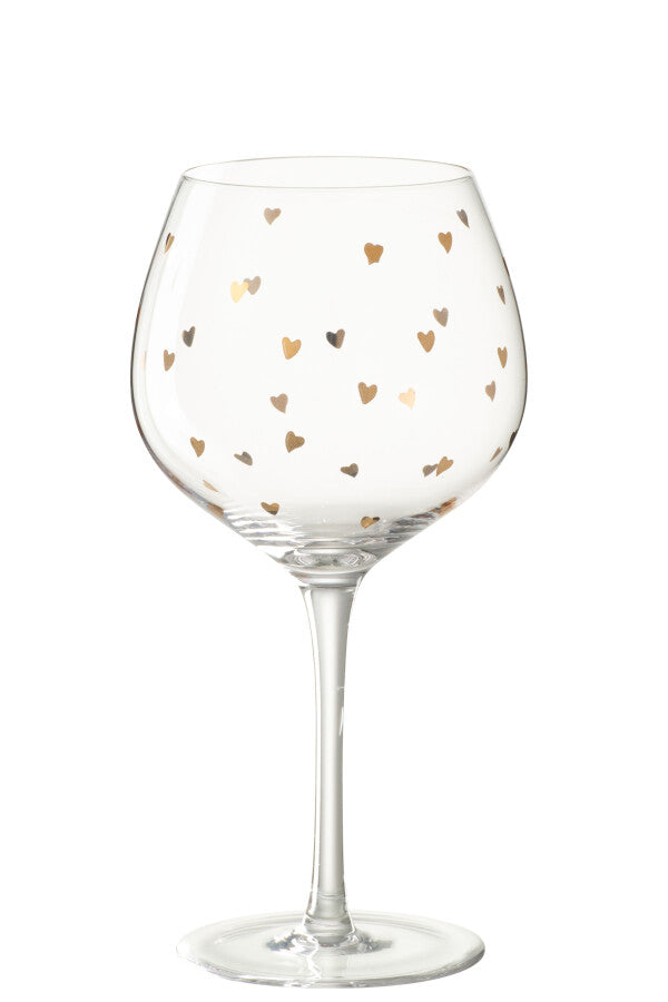 Wijnglas met hartjes