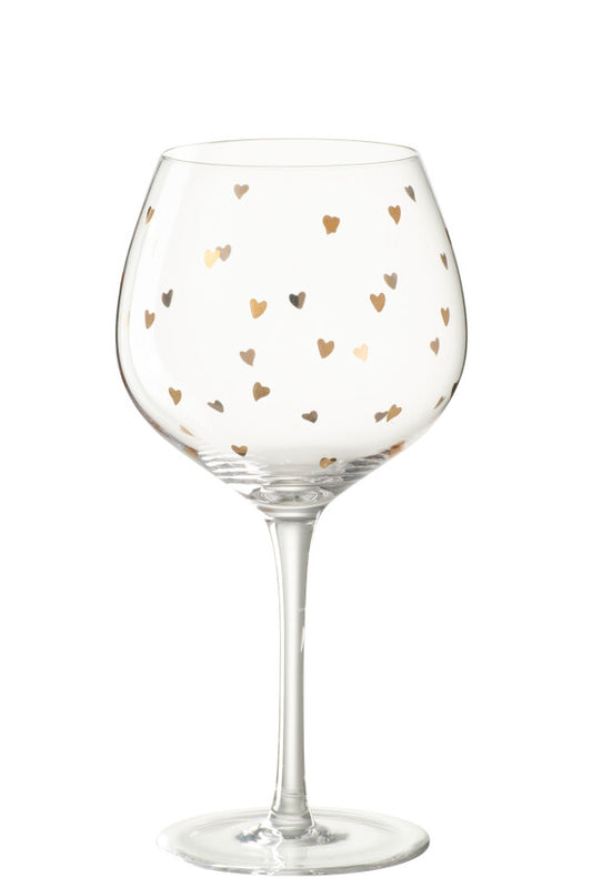 Wijnglas met hartjes