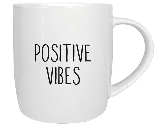 Tas/mok met quote 'positive vibes' (300ml)