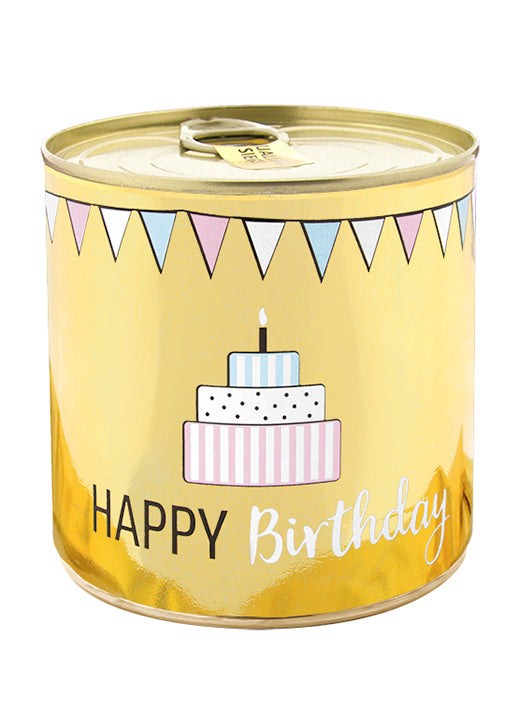 Brownie cake in een blik 'Happy birthday'