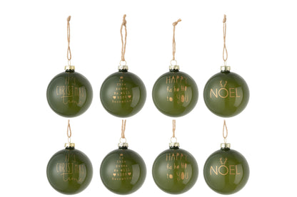 Groene kerstballen met leuke quotes