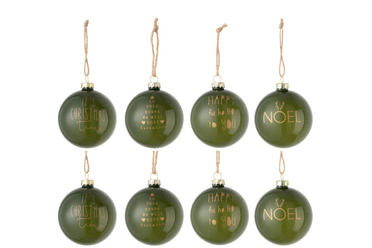 Groene kerstballen met leuke quotes